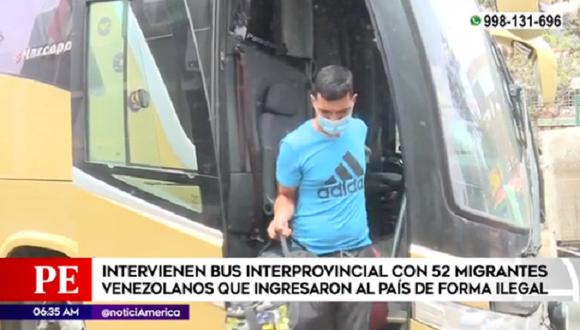 La Policía Nacional intervino, en la garita de control de Ancón, un bus que transportaba a 52 venezolanos que ingresaron de manera ilegal al Perú.