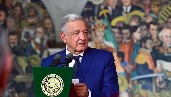 El presidente de México, Andrés Manuel López Obrador, hablando durante el 4.º Informe Anual de su gobierno, en el Palacio Nacional de la Ciudad de México, el 1 de septiembre de 2022 (Foto: PRESIDENCIA DE MÉXICO / AFP)