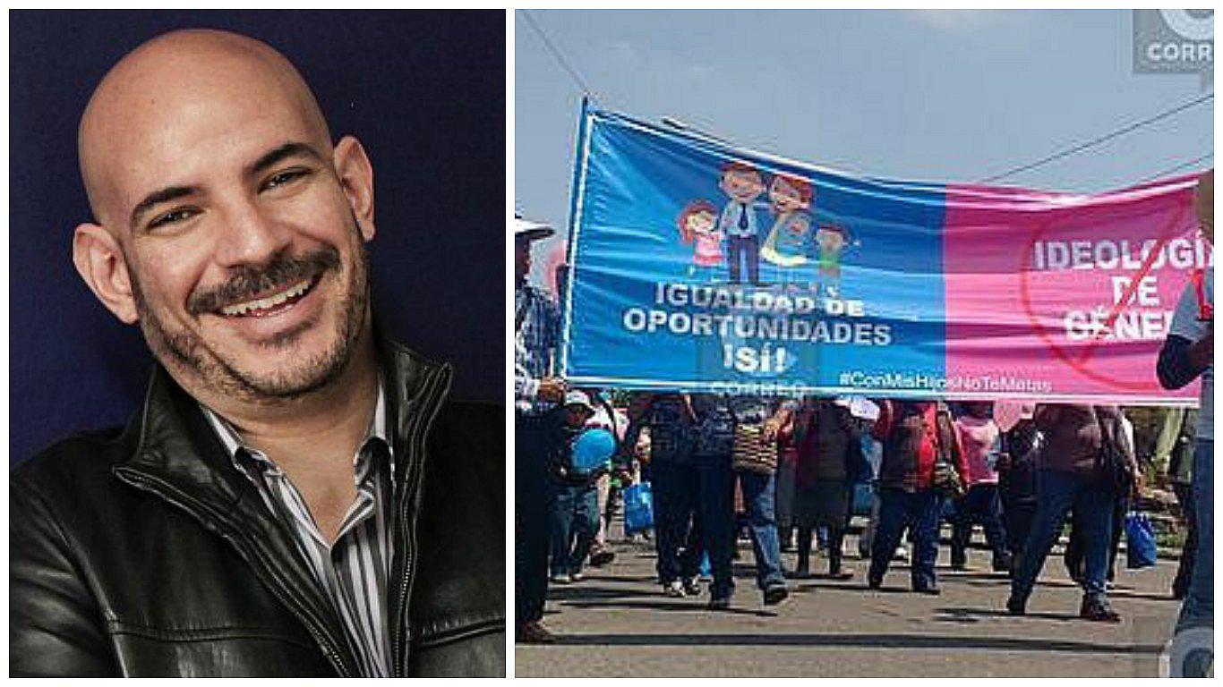 'Con mis hijos no te metas': Ricardo Morán publica esta irónica foto sobre banderola de la marcha
