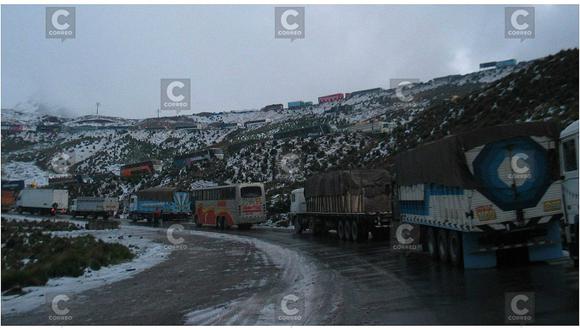 La Oroya: Policía cierra Carretera Central por caída de lluvias y nevada 