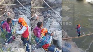 Escolares cruzan el río Mantaro con arnés para llegar a sus colegios en Huancayo (VIDEO)