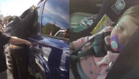 Presos rescatan a bebé que se quedó encerrada dentro de una camioneta (VIDEO)