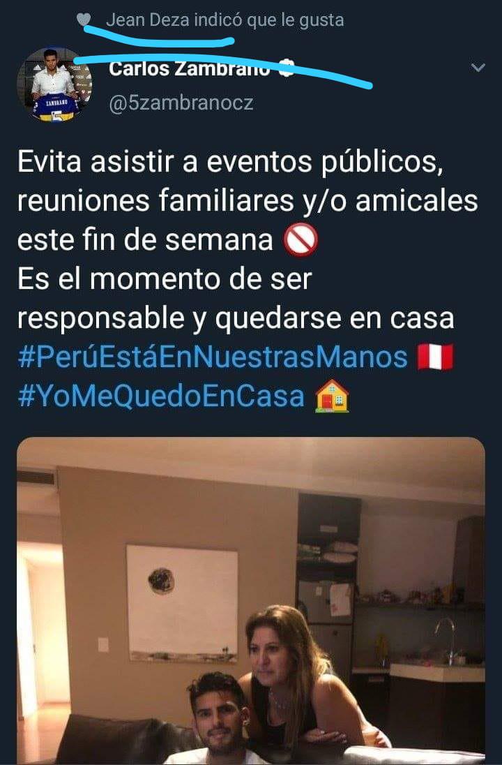 Jean Deza reaccionó al mensaje de Carlos Zambrano sobre el coronavirus. (GEC)