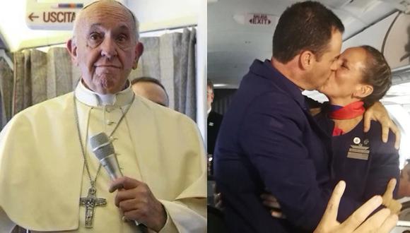 Papa Francisco casa a una pareja en avión en Chile (FOTO y VIDEO)
