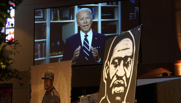 Joe Biden dice en mensaje grabado para funeral de hombre negro que llegó momento de “justicia racial”. (EFE/EPA/David J. Phillip / POOL)