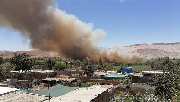 Se registra un incendio forestal en asentamiento humano de Vítor 