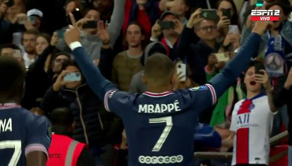 Kylian Mbappé marcó el 2-1 del PSG vs. Marsella. (Foto: captura de pantalla - ESPN)