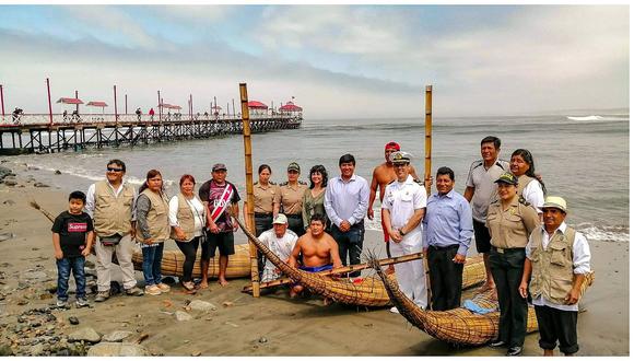 Pescadores huanchaqueros demostraron sus habilidades en el regatas de caballitos de totora 