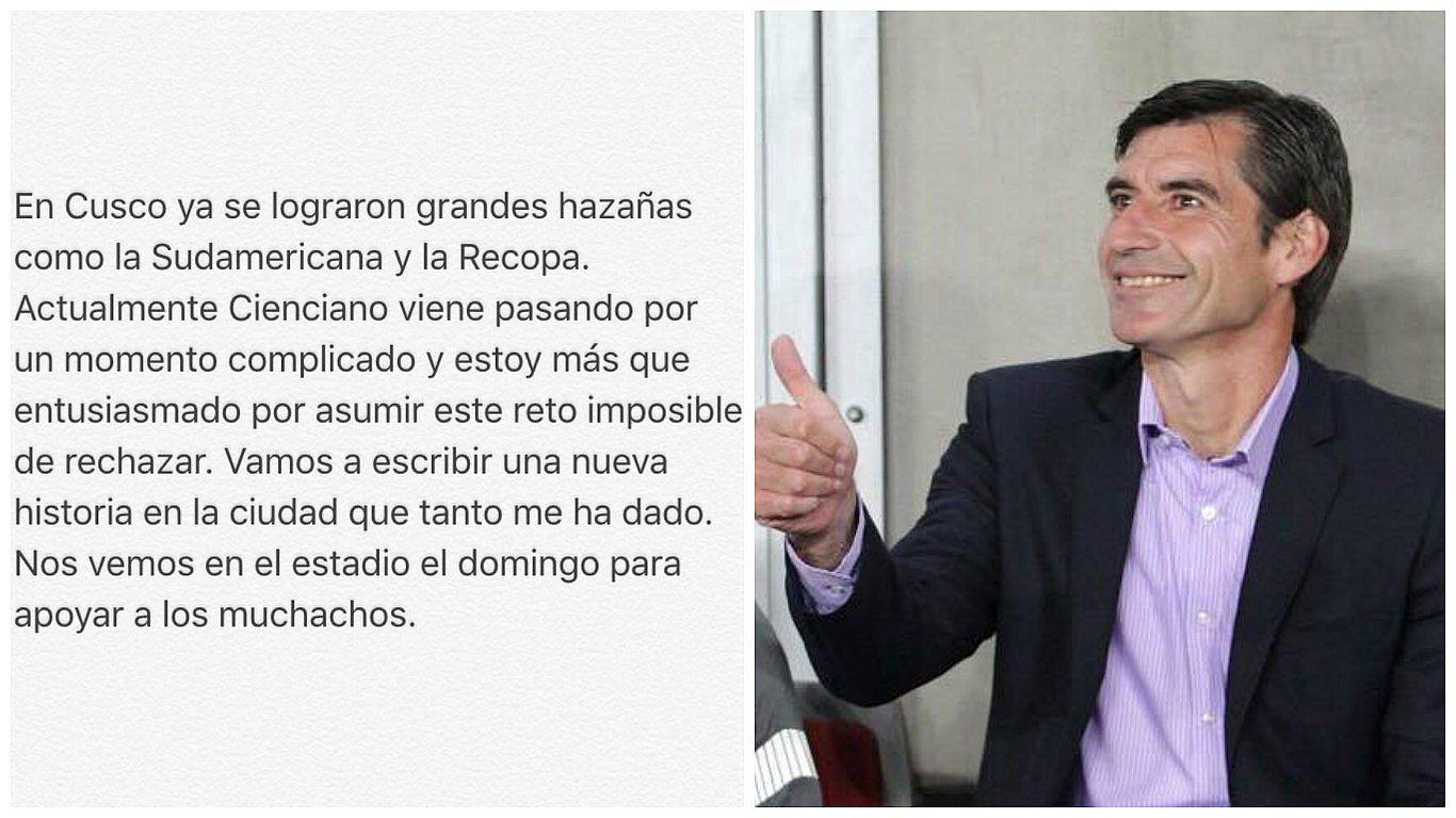 Confirmado: Óscar Ibañez es el nuevo DT de Cienciano del Cusco