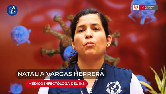 Natalia Vargas Herrera, médico infectóloga del Instituto Nacional de Salud (INS), señaló que el virus causante del COVID-19, es un virus ARN. (Foto: captura de video INS)