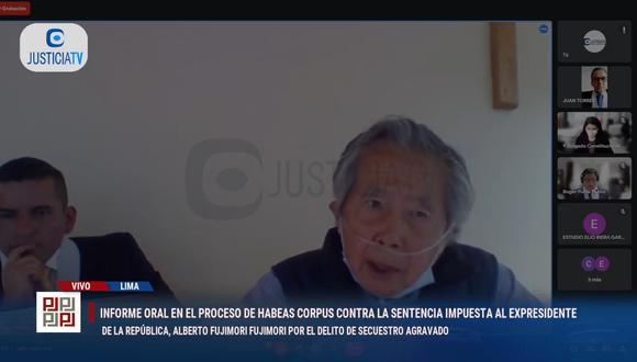 El expresidente Alberto Fujimori tomó la palabra en audiencia donde se evaluó recurso para anular sentencia de 25 años de prisión por secuestro agravado. (Foto: Justicia TV)
