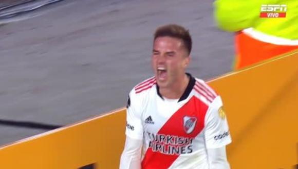 Palavecino adelantó el marcador a favor de River Plate. Foto: Captura de pantalla de ESPN.