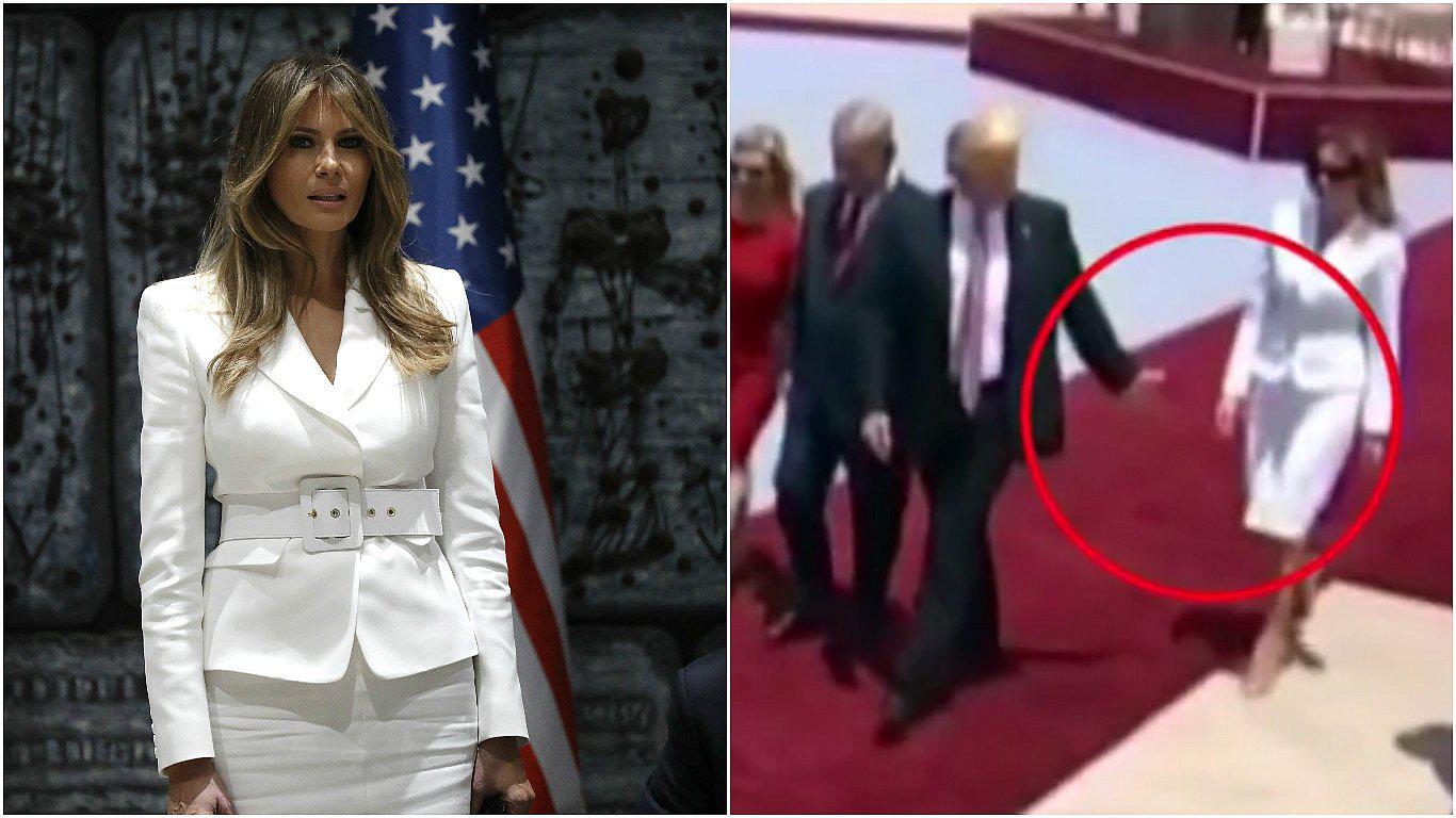 El momento en que Melania rechaza tomar la mano de Donald Trump (VIDEO)