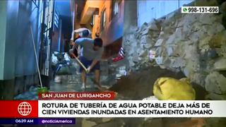 Rotura de tubería de agua en SJL afectó a casi un centenar de viviendas en el sector Los Vencedores (VIDEO)