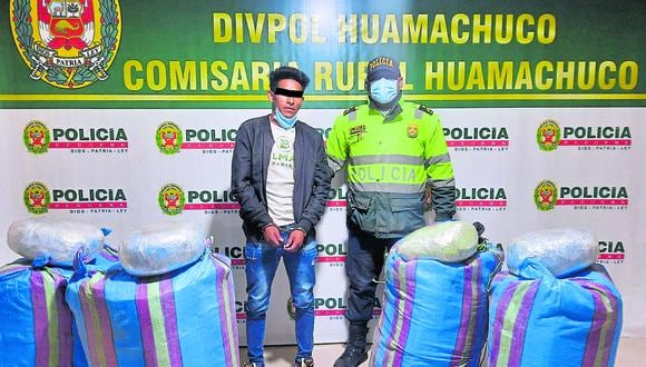 Policía atrapó a una persona cuando transportaba la droga por la provincia de Sánchez Carrión.
