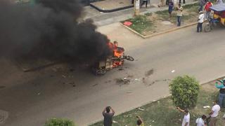 Chiclayo: Vecinos queman mototaxi ante continuos robos 