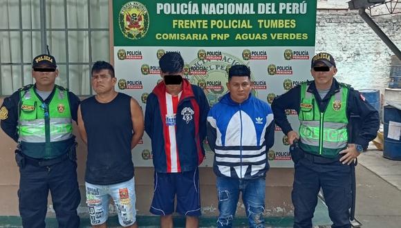 James Heiderbers Pinedo Arteaga (30), Héctor Joel Chávez Ipanaqué (23) y el menor A.S.A (17), fueron trasladados al complejo policial Jorge Taipe Tarazona