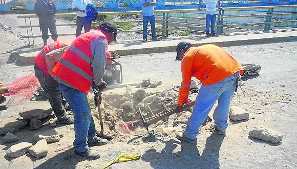 Municipio refacciona el puente Socorro de Ica