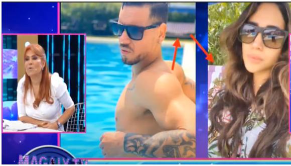El programa de Magaly Medina sorprendió al notar que Melissa Paredes y el bailarín Anthony Aranda habrían estado juntos en una piscina. (Foto: Captura ATV)