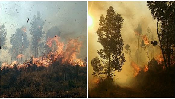 Cusco: Bomberos combaten dos incendios forestales en simultáneo