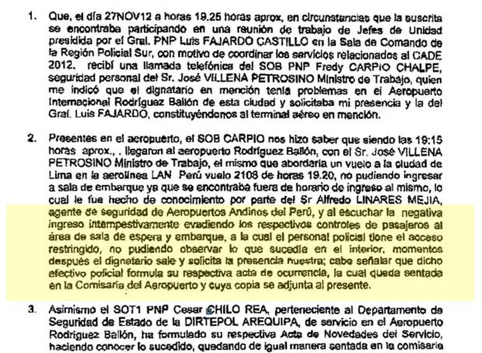 Partes policiales y testimonio complican a ministro Villena