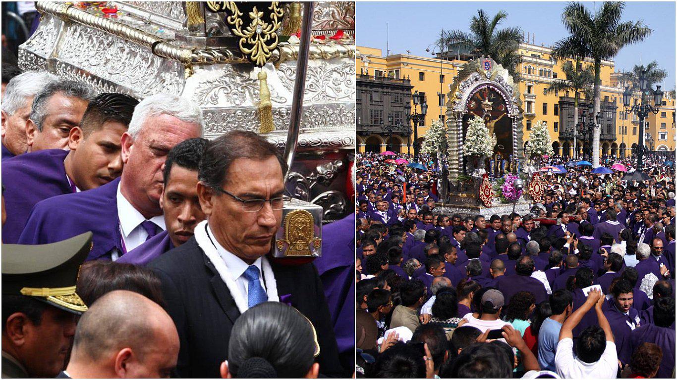 Martín Vizcarra participó en procesión del Señor de los Milagros (VIDEO y FOTOS)