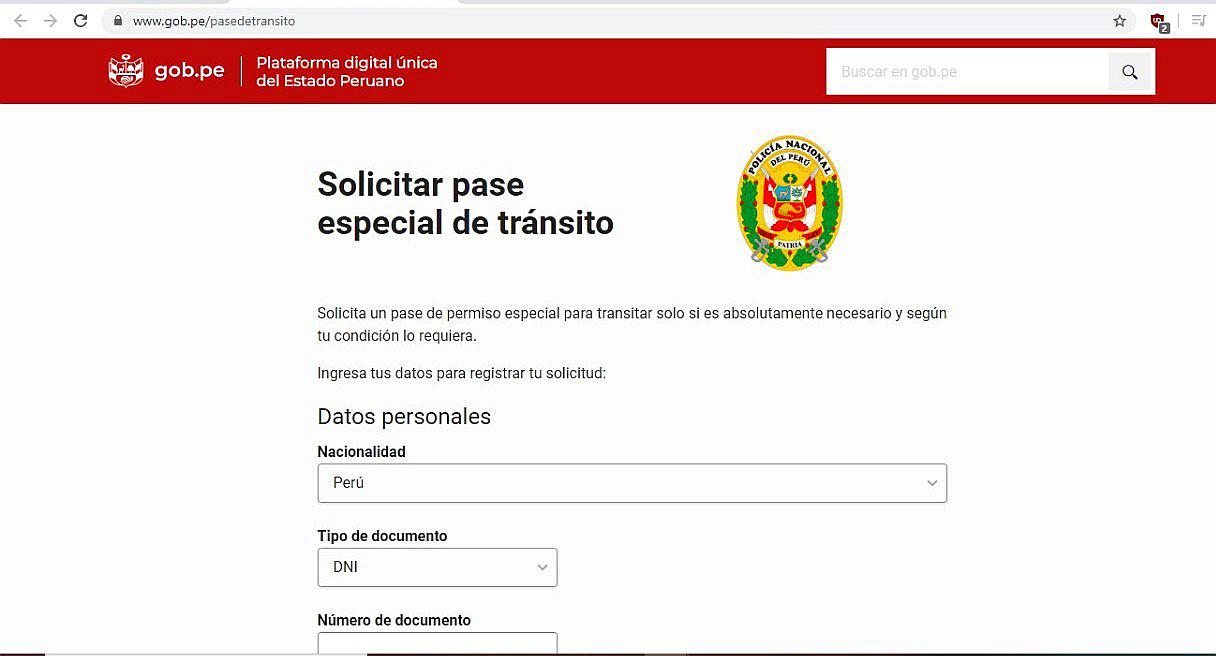 ​Trámite su pase especial para transitar durante el Estado de emergencia