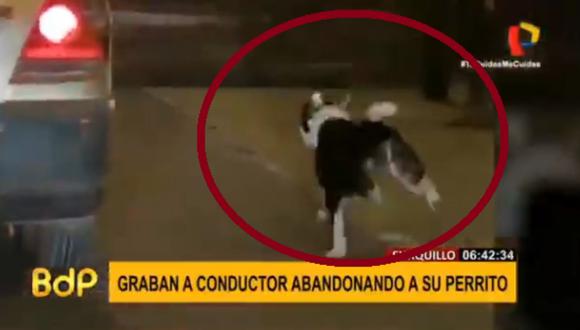 El perro corriendo detrás del carro de su dueño en Surquillo. | Foto: Panamericana TV.
