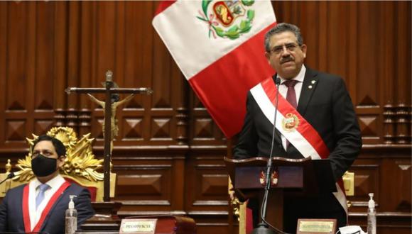 Manuel Merino dando su primer mensaje como presidente del Perú. | Foto: Congreso.