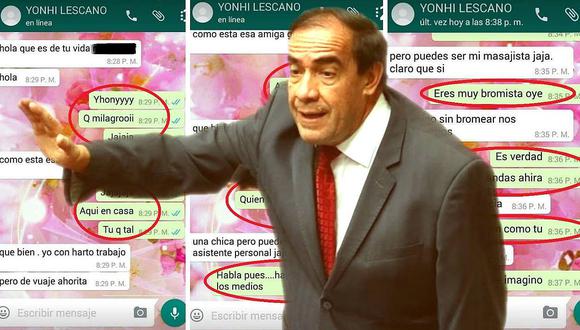 ​Yonhy Lescano difundió mensajes obtenidos del celular de su denunciante 
