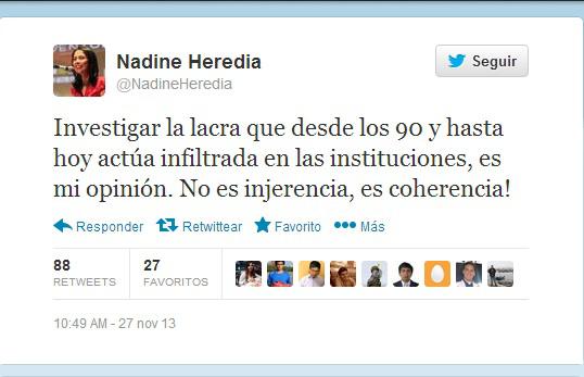 Nadine Heredia: hay que investigar la lacra desde los 90