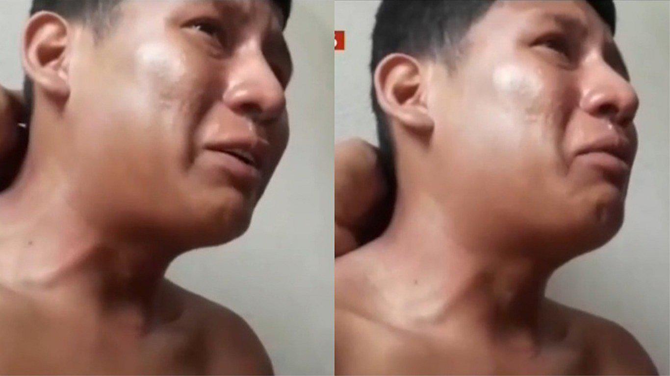 Delincuente rompe en llanto tras ser capturado por intentar robar la moto de un policía (VIDEO)