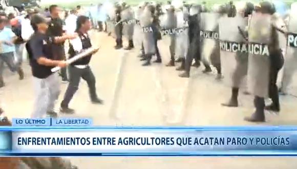 Paro agrario: registran enfrentamiento entre agricultores y policías en Trujillo (VIDEO)