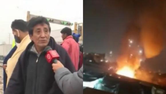 Trabajador de calzado contó cómo logró retirar con vida a sus hijas durante el incendio en almacén clandestino de pirotécnicos. (Captura: América Noticias)