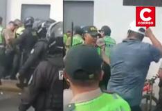 Policías se enfrentaron contra trabajadores del Pronacej que protestaban en San Miguel