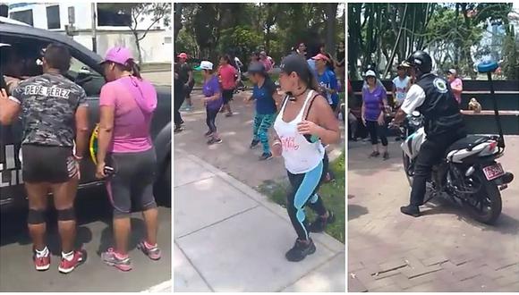 Serenos de Lince y policías desalojaron a señoras que bailaban en el parque Castilla (VIDEO)