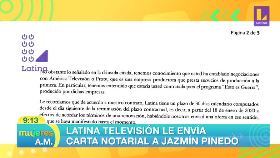 Mujeres al Mando revelan a detalle la corta notarial de Latina a Jazmín Pinedo