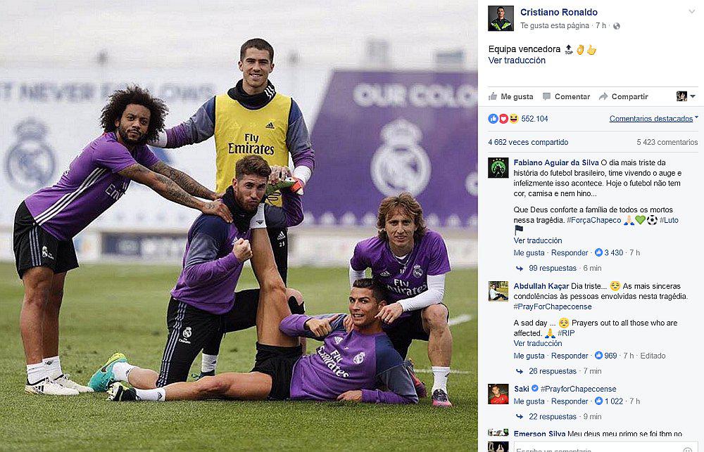 Chapecoense: Critican a Cristiano Ronaldo por foto en la que aparece sonriente