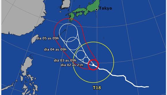 El poderoso tifón número 18 se aproximará a Japón este fin de semana