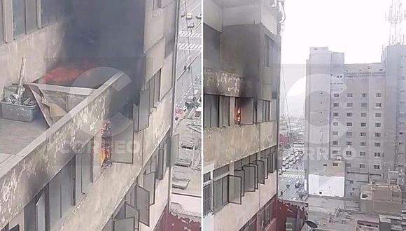 Incendio se registra en edificio de la Av. Tacna