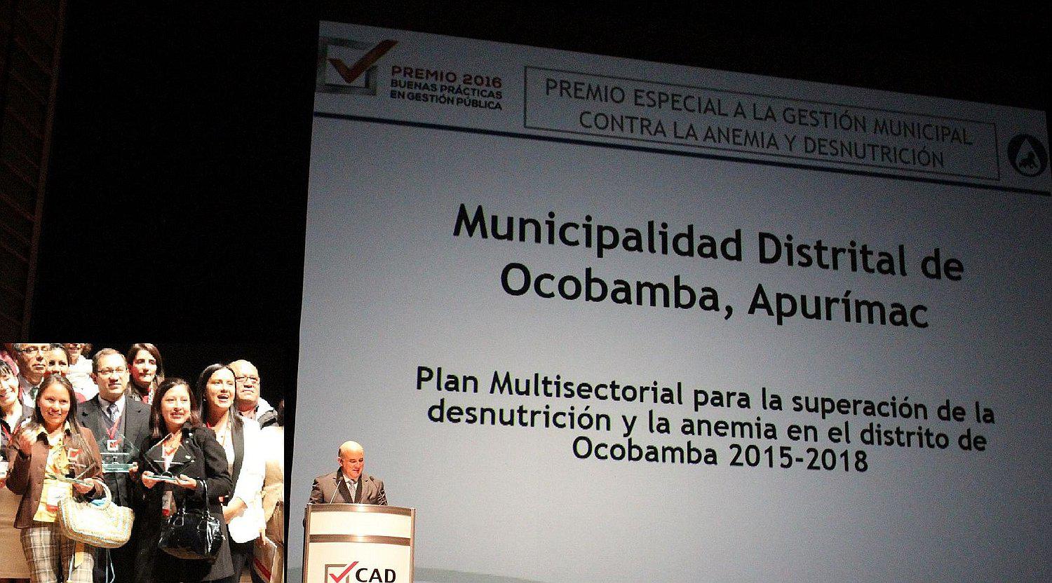 Ocobamba recibe premio por reducir anemia y desnutrición infantil