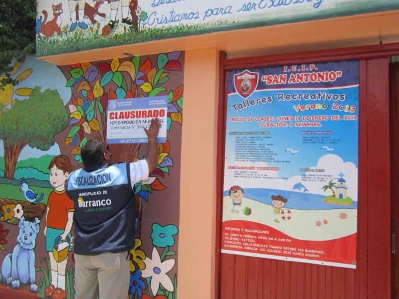 Clausuran tres colegios en Barranco por incumplir normas de seguridad