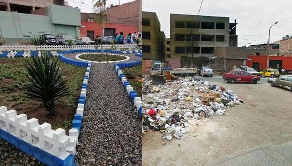 Antes y después de una calle como punto crítico de basura. (Foto: MML)