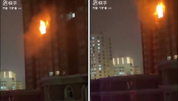 A las 22.35 hora local (14.35 GMT) los bomberos y el equipo de rescate de China habían concluido las operaciones de salvamento y extinguido las llamas. (Foto: Twitter @Uyghurtimescn)