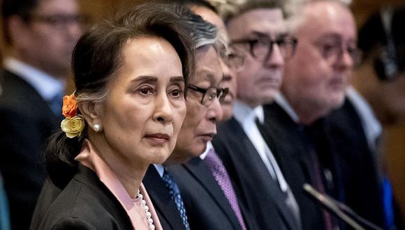 La consejera del Gobierno de Birmania en 2019, Aung San Suu Kyi, presencia una reunión en la Corte Internacional de Justicia de la Organización de las Naciones Unidas (ONU). (Foto: AFP)