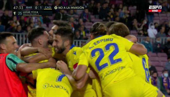 Gol de Lucas Pérez para el 1-0 del Barcelona vs. Cádiz en LaLiga. (Foto: ESPN)