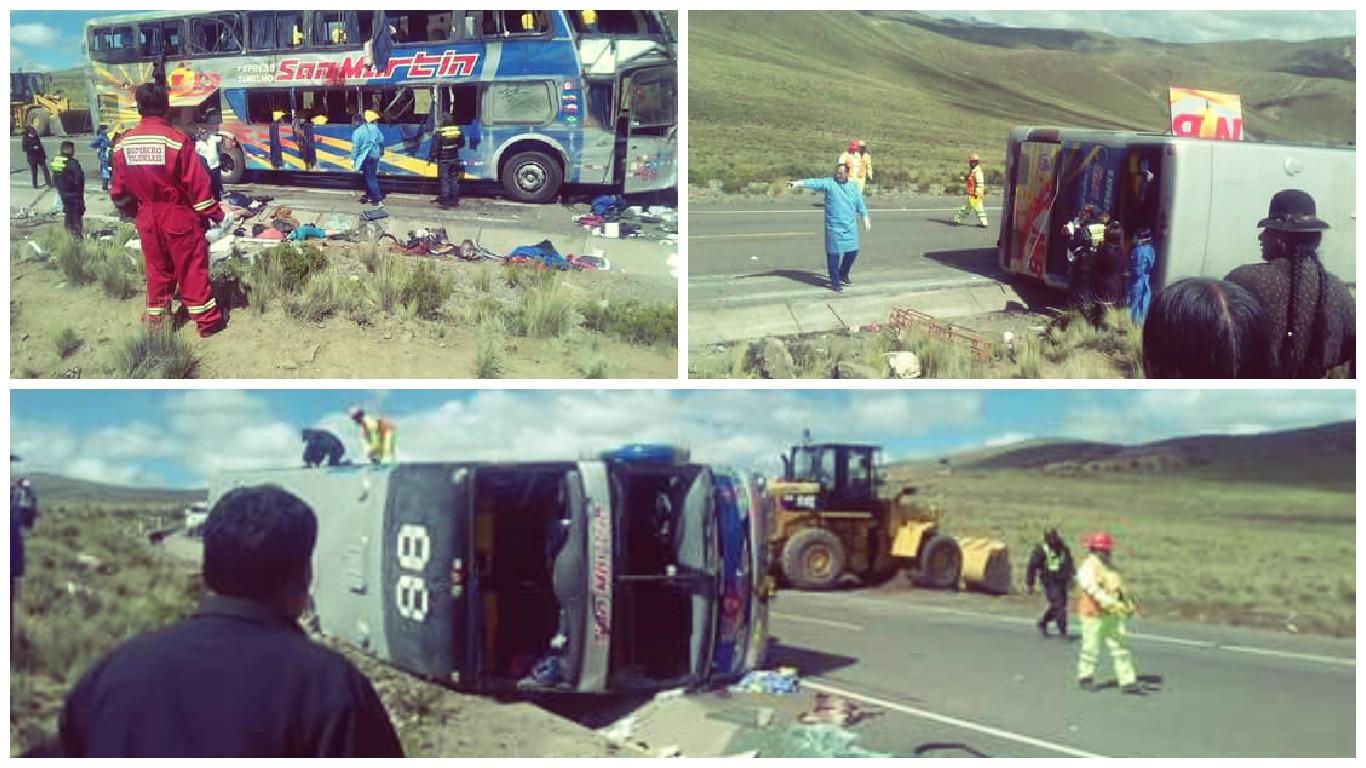 Al menos 6 fallecidos en accidente de bus en vía Tacna-Puno