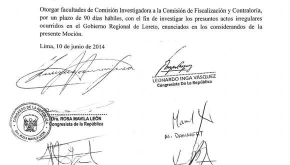 Presentan moción para que Comisión de Fiscalización investigue corrupción en Loreto