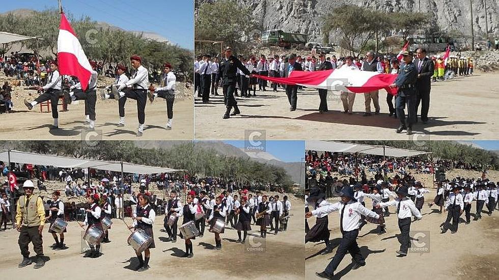 Escolares y mineros participaron de desfile patrio en San Juan de Chorunga (FOTOS)