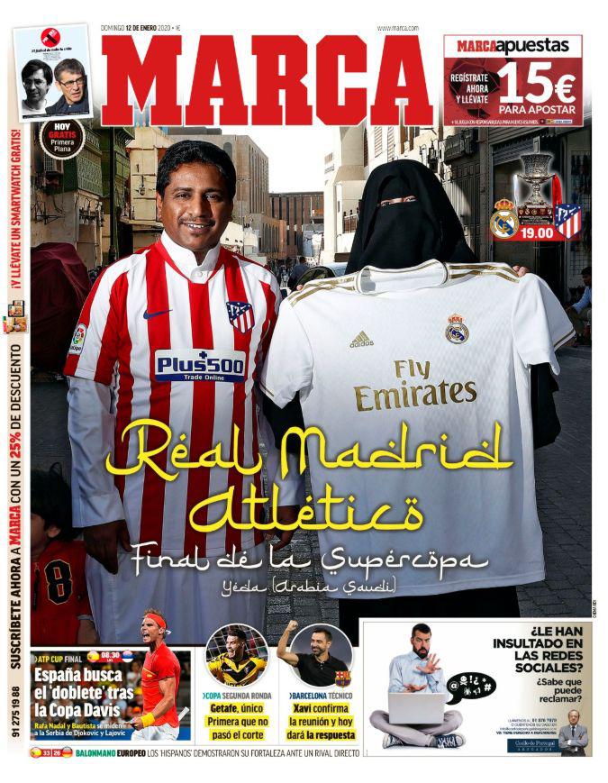 'Marca’ preparó para este domingo una portada alusiva a la final de la Supercopa de España entre Real Madrid y Atlético de Madrid que ha despertado la polémica en redes sociales.